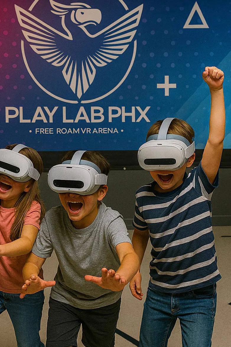 Kids enjoying VR experience at PlayLab PHX arena