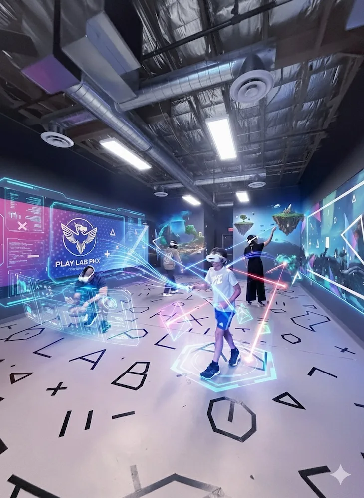 Corporate team building event with VR escape room at PlayLab PHX Phoenix entertainment venue